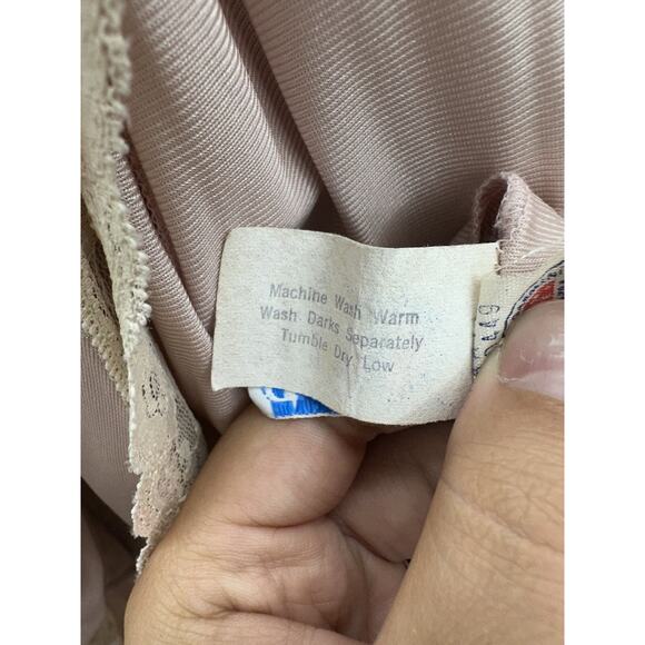 Jrs by Barad Womens Robe Size 9 Pink Maxi Silky Lace VTG Open Front Long Sleeve - Picture 8 of 16